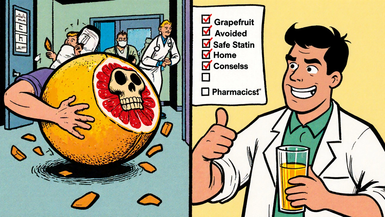 Split scene: emergency room chaos vs. safe home scene with orange juice and checklist.
