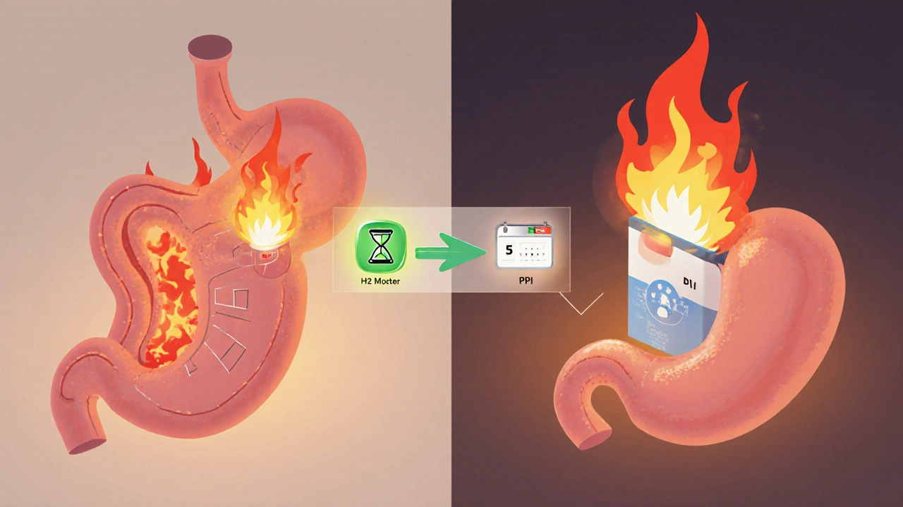When to choose an H2 blocker vs. a PPI