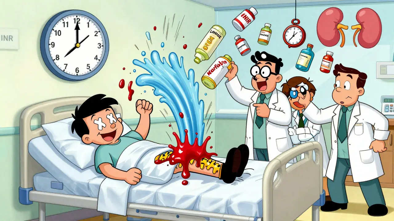 Clock with needle arms counts down from 8 hours as a patient's legs turn to X's and blood flows from their spine.