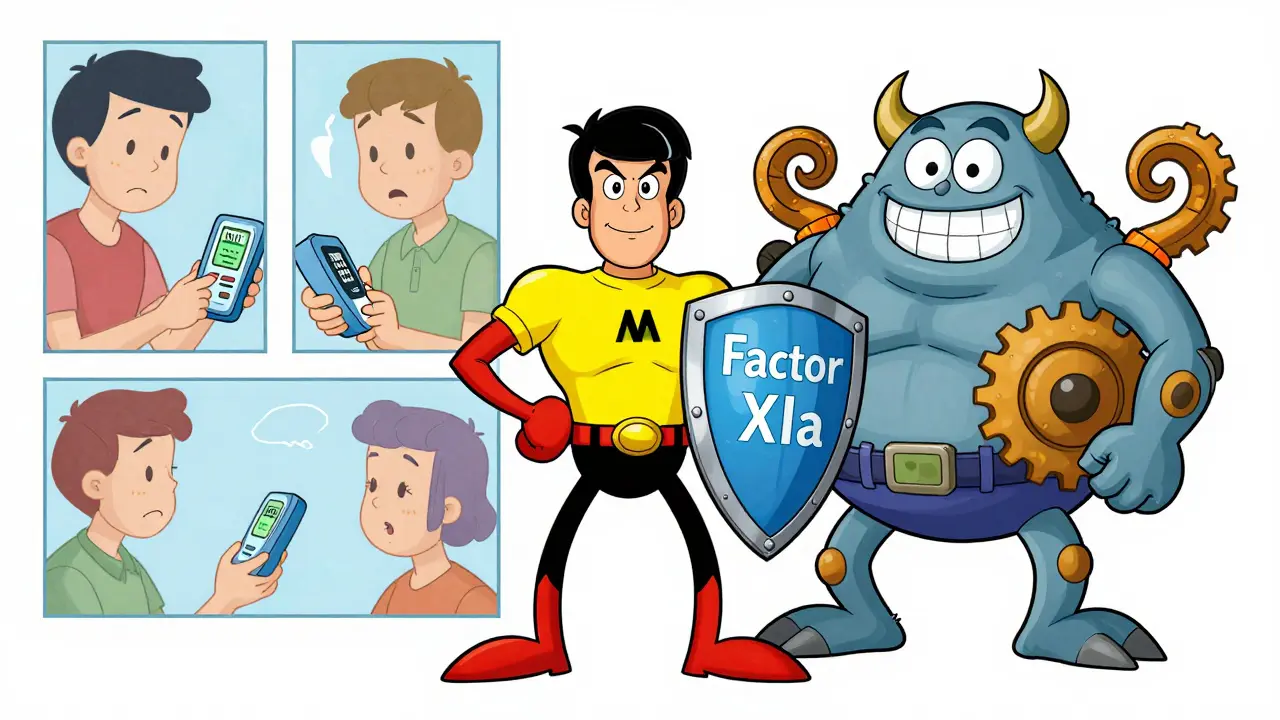 Milvexian superhero defeats rifampin monster while patients use INR devices