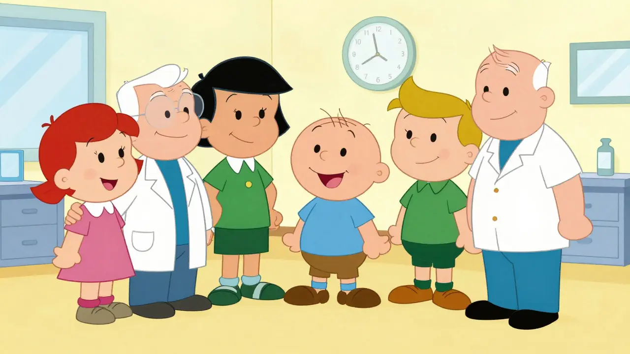 A friendly multidisciplinary medical team supporting a patient in a clinic