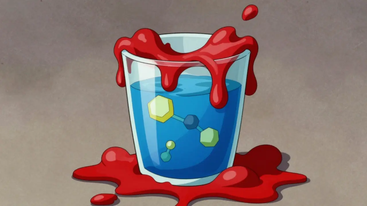 Cartoon cup overflowing with toxic liquid mixture
