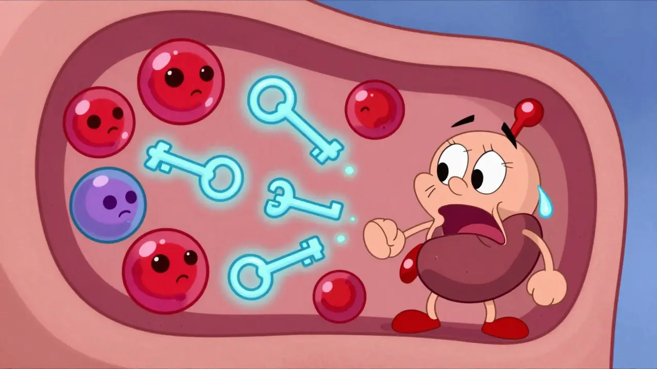 Cartoon cells showing insulin resistance and stressed pancreas