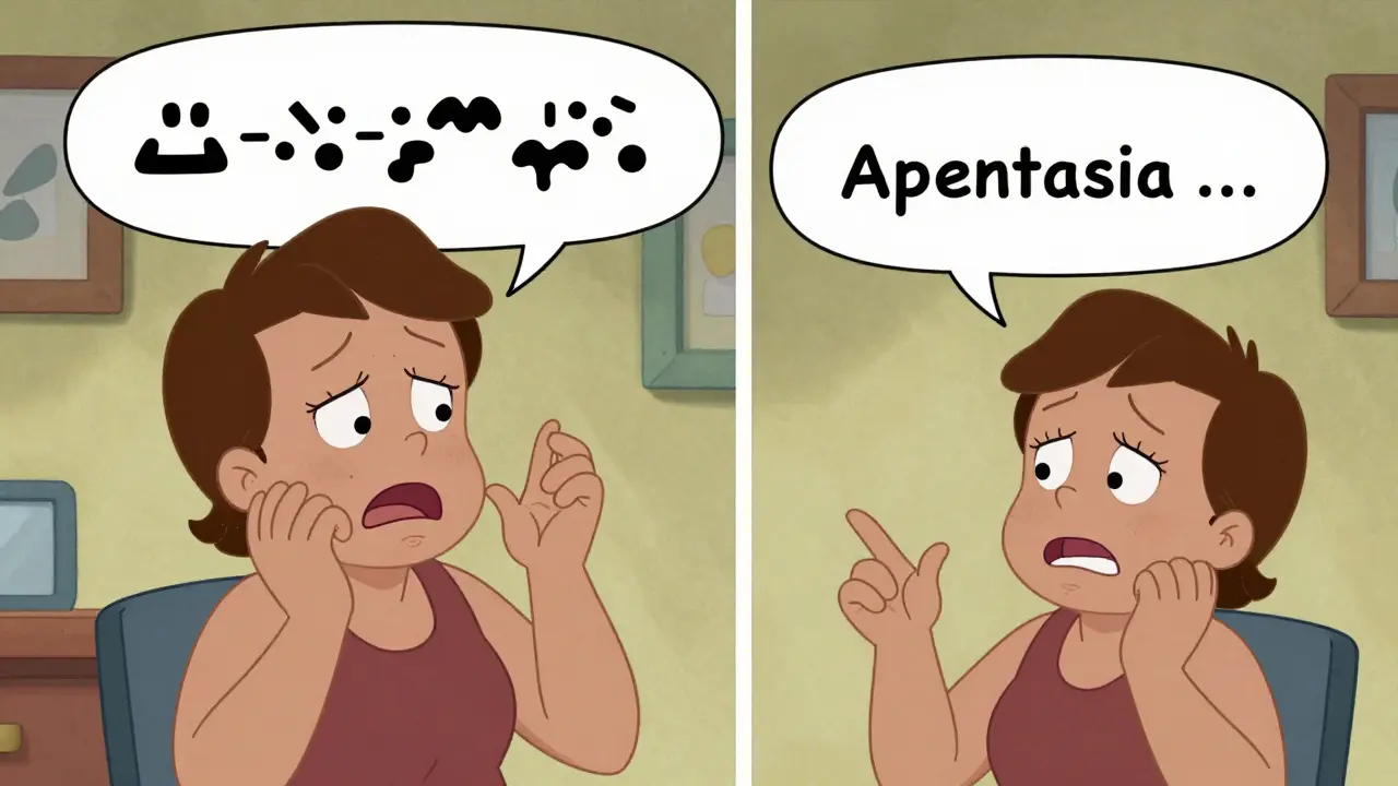 Cartoon character showing personality and language changes from frontotemporal dementia.