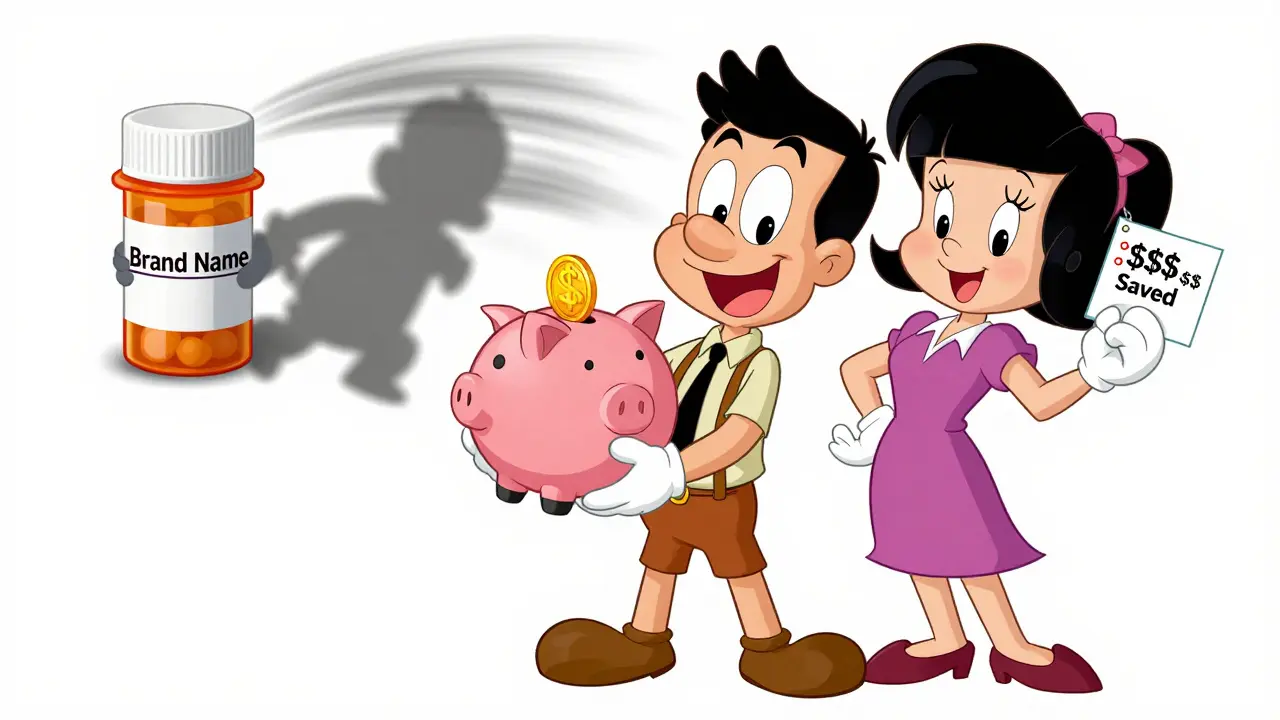 Family saving money with generic medication