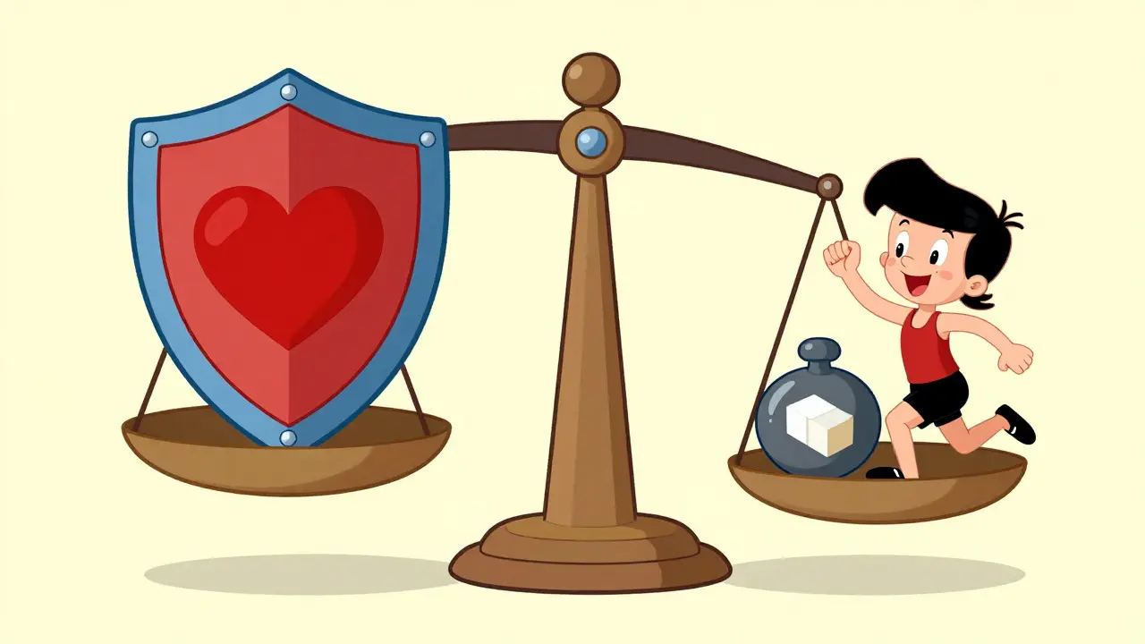Scale weighing heart protection against diabetes risk factors