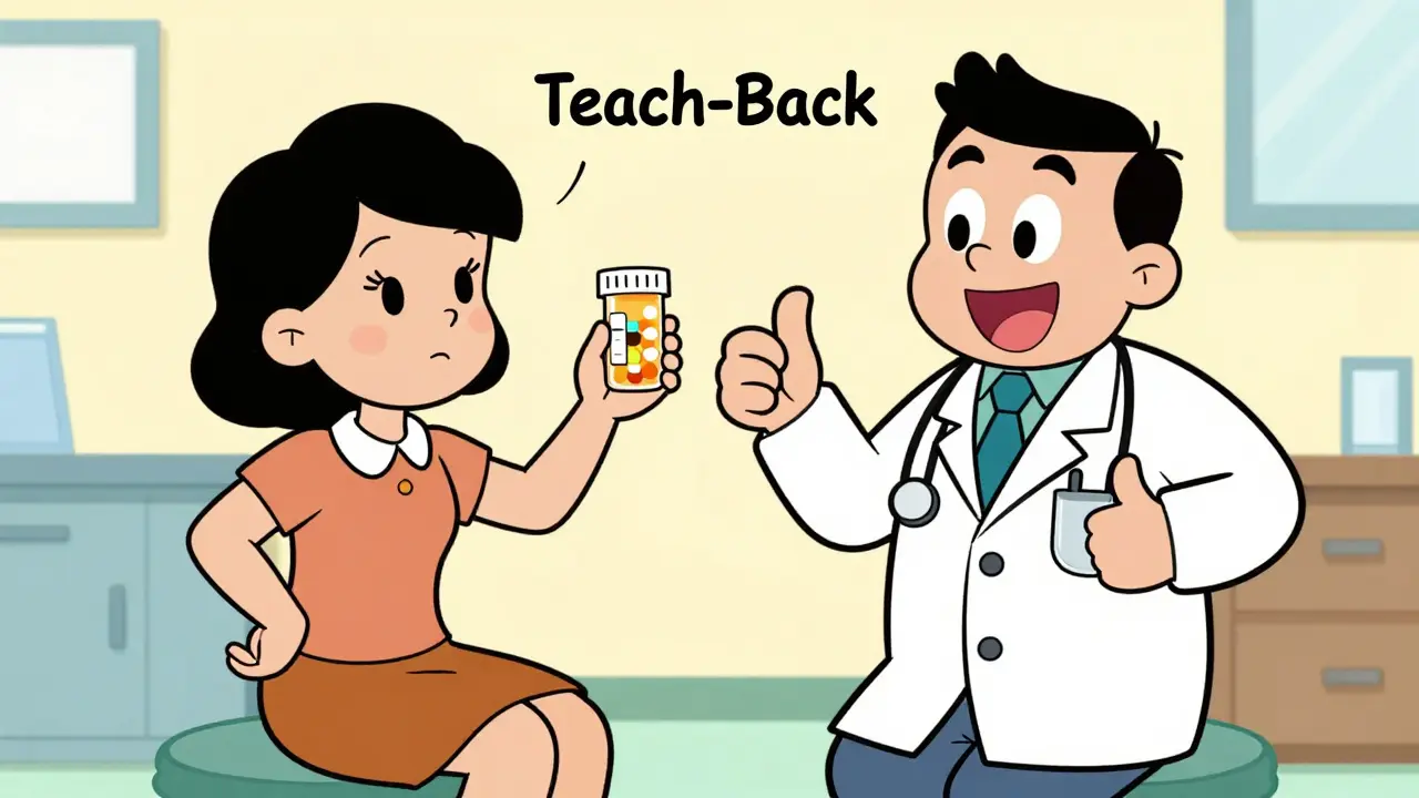 Doctor and patient successfully using teach-back method in clinic