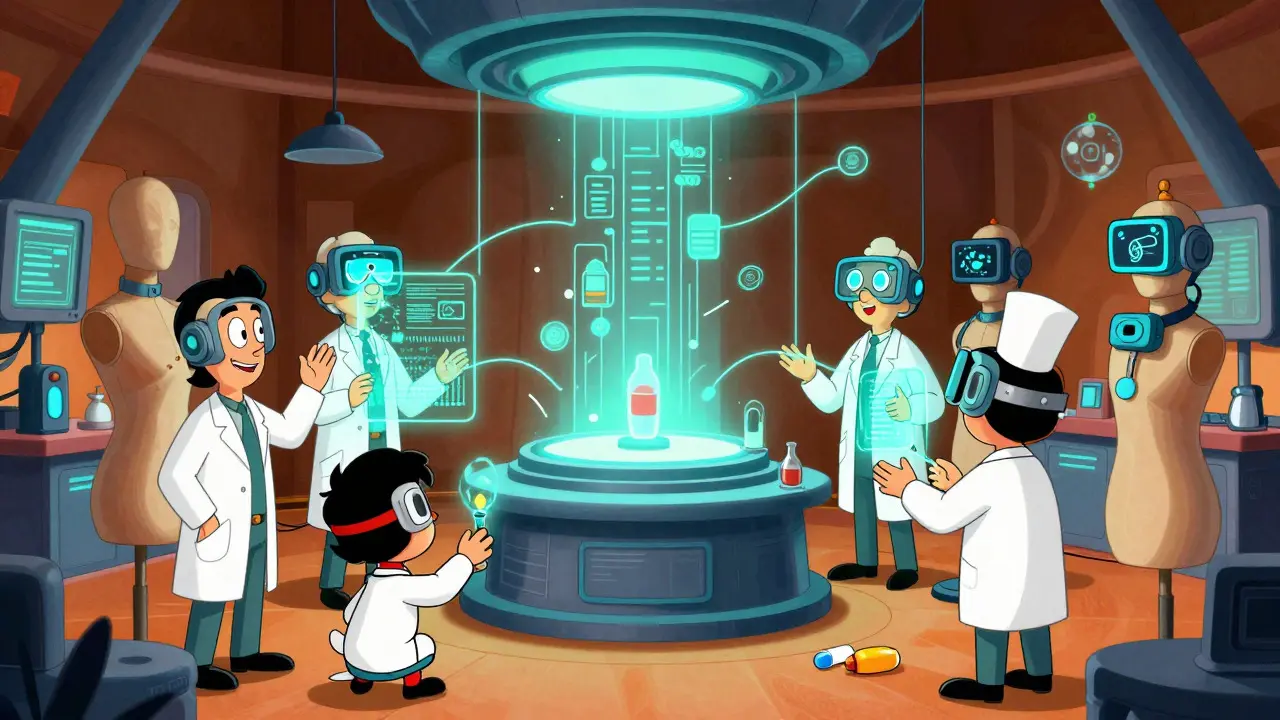 Retro-style scientists using tech to monitor drug safety reactions