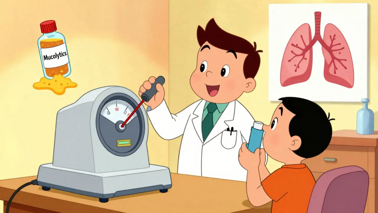 Doctor explaining spirometry and inhalers to patient